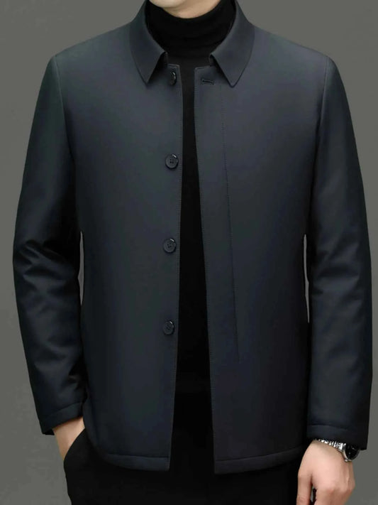 Men's Plus Size Button Up Long Sleeve Jacket