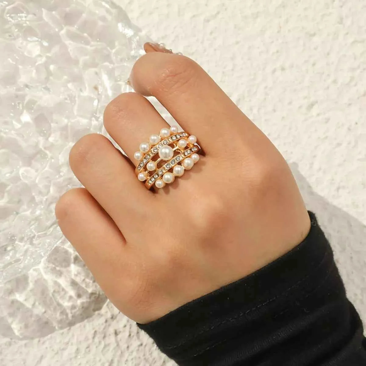 Pearl 18K Gold-Plated Open Ring