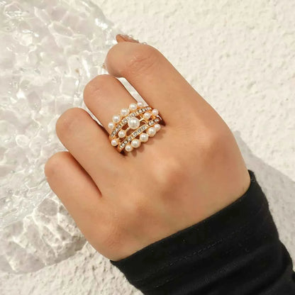 Pearl 18K Gold-Plated Open Ring