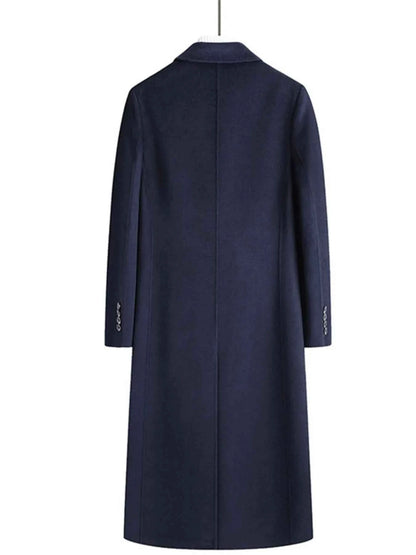 Men's Plus Size Double-Breasted Long Wool Coat