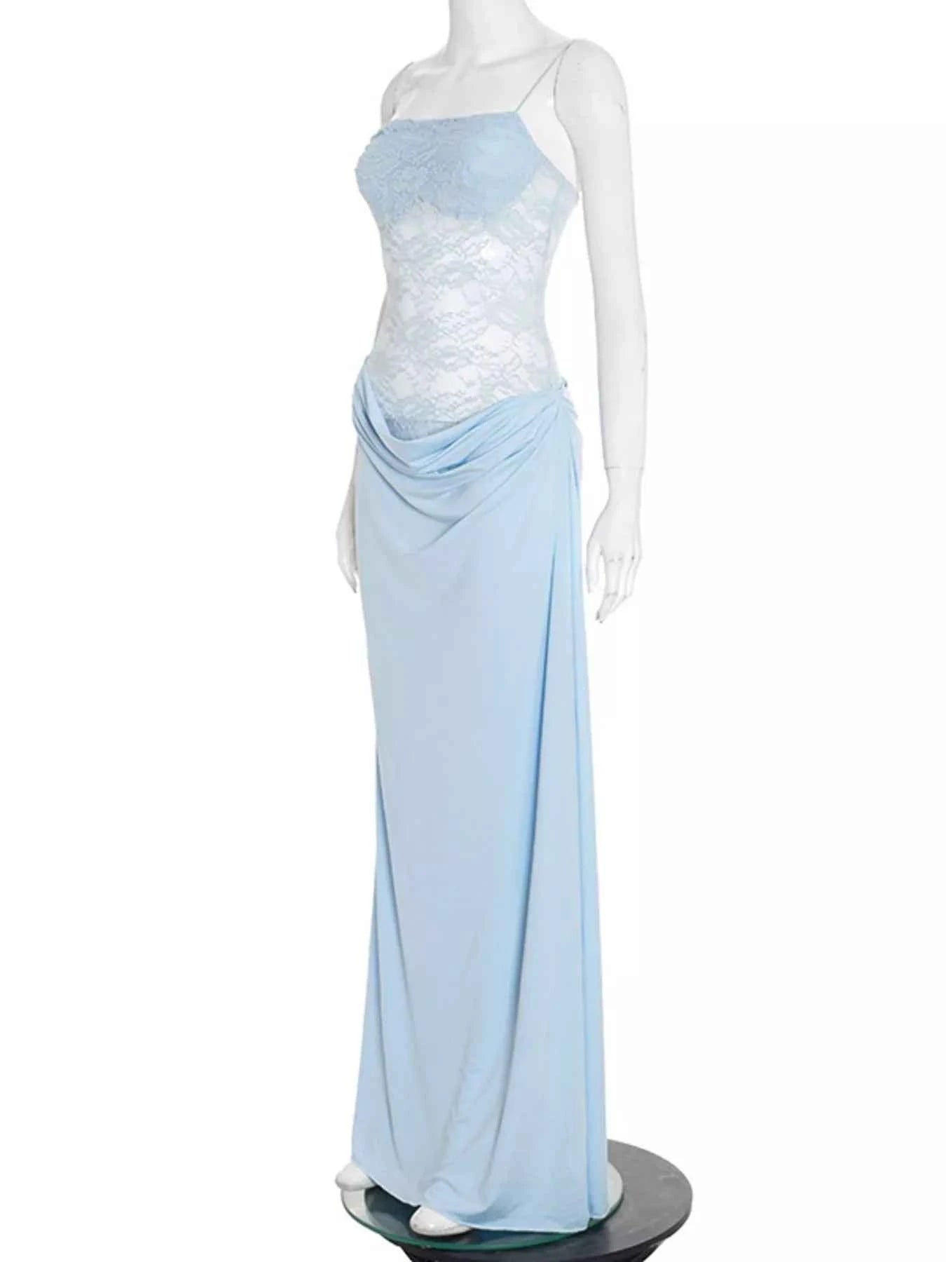 Split Lace Bodice Maxi Dress