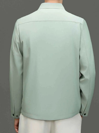 Men's Plus Size Button Up Long Sleeve Jacket