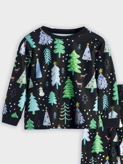 Children's Christmas Tree Print Pajama Set