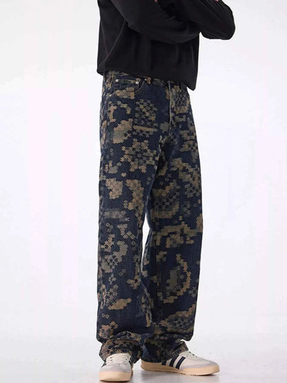 Men's Printed Wide Leg Cargo Pants