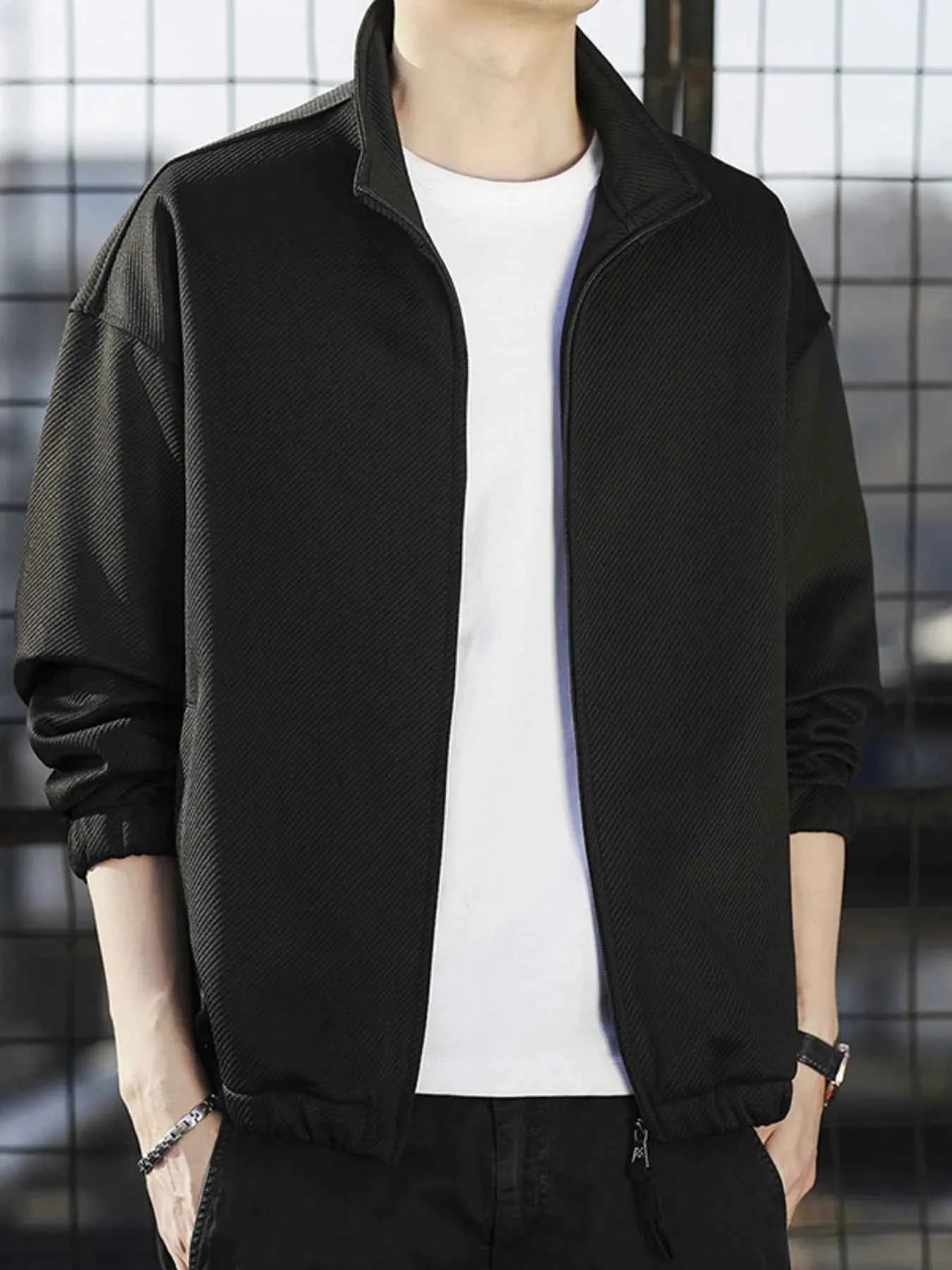 Men's Plus Size Zip Up Long Sleeve Jacket