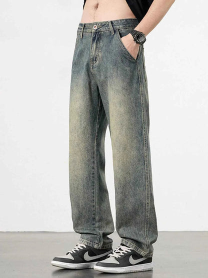 Men's Washed Wide Leg Relaxed Fit Jeans