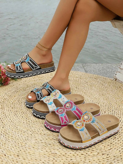 Bohemian Beaded Platform Sandals