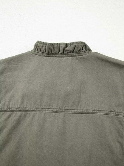 Ruffled Patchwork Denim Jacket Vest