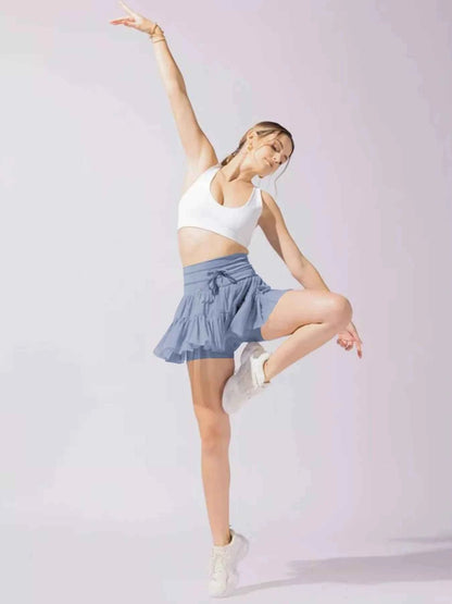 Tiered Skort with Drawstring