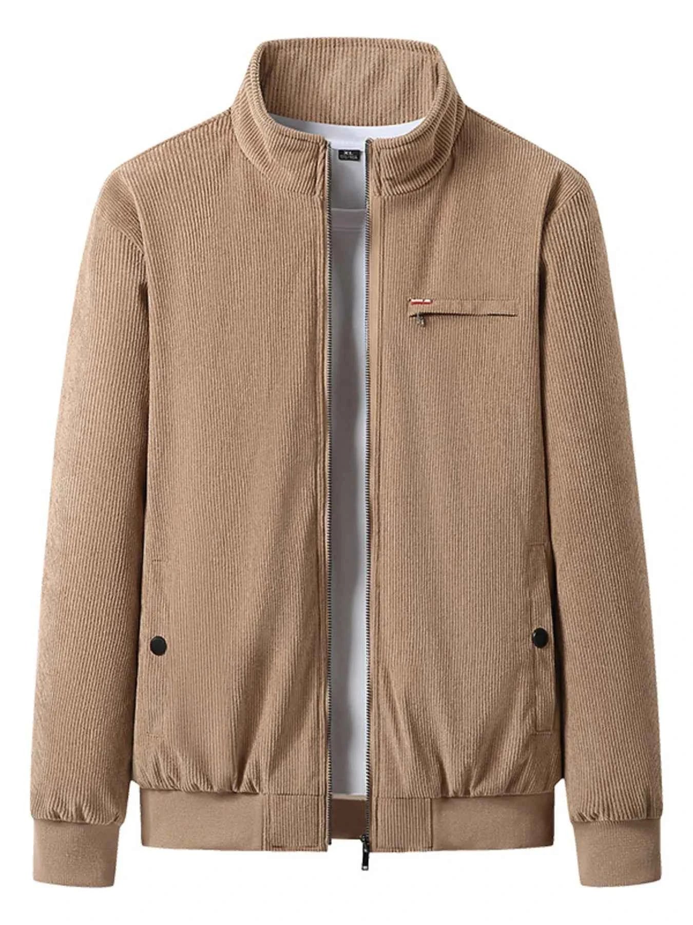 Men's Plus Size Full-Zip Bomber Corduroy Jacket with Sherpa Lining