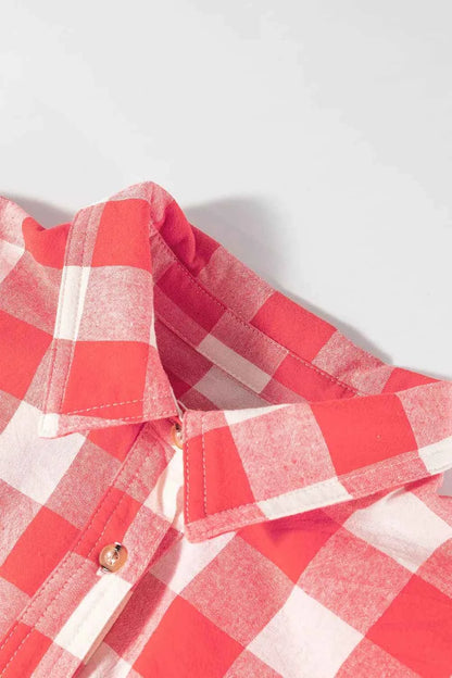 Oversized Plaid Button-Down Shirt Dress