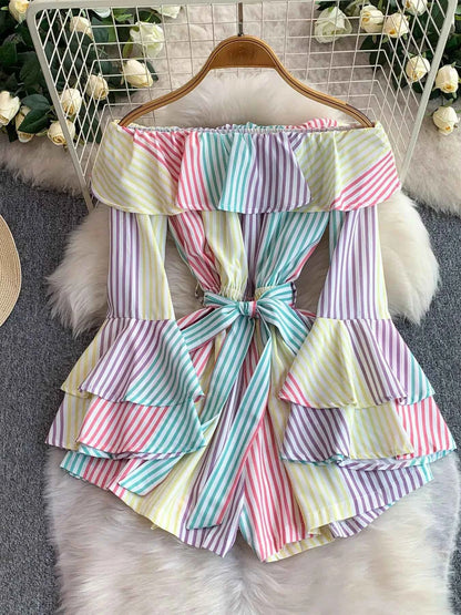 Off-Shoulder Flounce Sleeve Romper