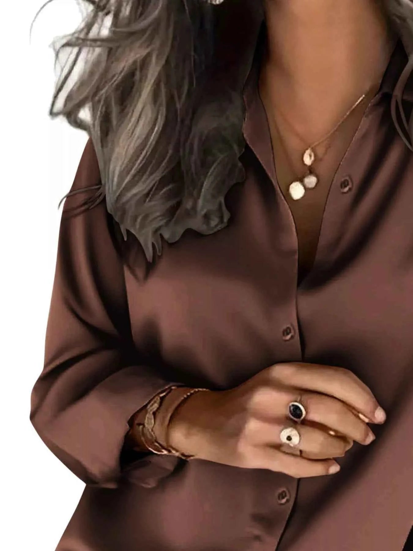 Satin Button-Down Shirt