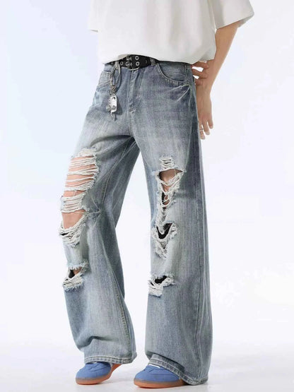 Men's Distressed Wide Leg Jeans