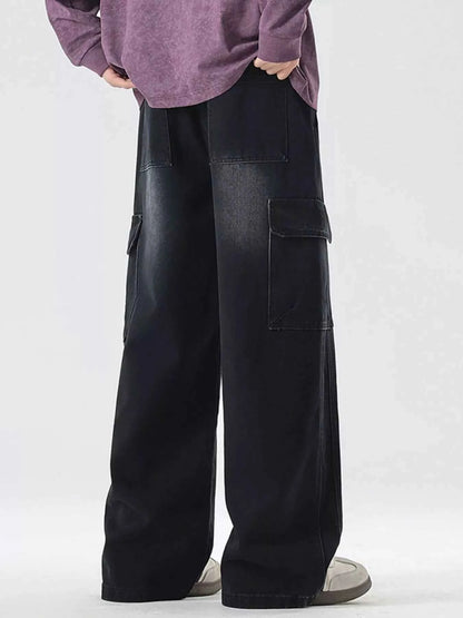 Men's Full Size Wide Leg Cargo Jeans Plus Size