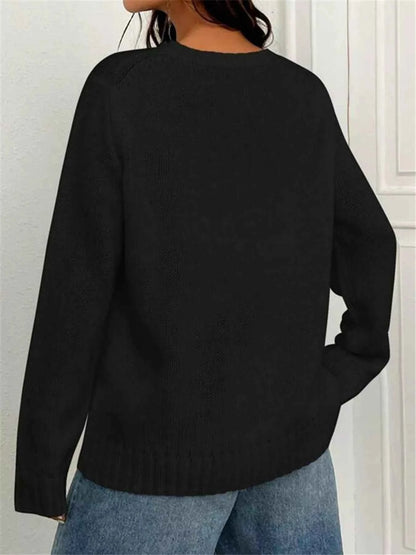 US Flag Round Neck Long Sleeve Sweater