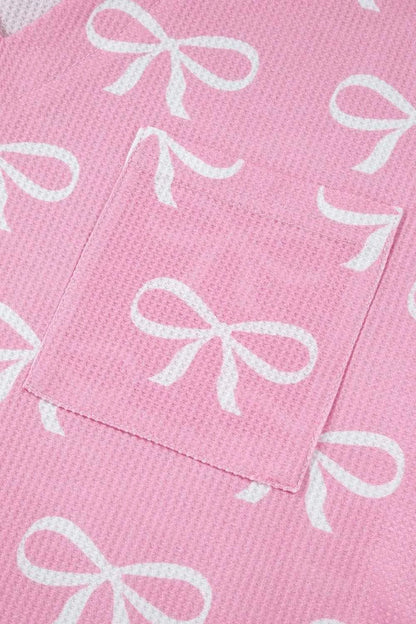 Bowknot Printed Notched T-Shirt and Shorts Set