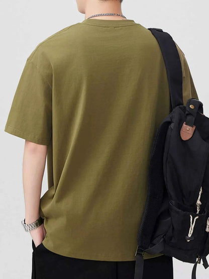 Men's Plus Size Letter Round Neck Short Sleeve T-Shirt