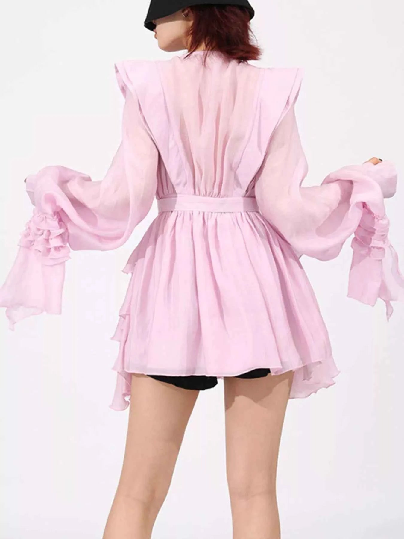 Ruffled Layered Long Sleeve Mini Dress