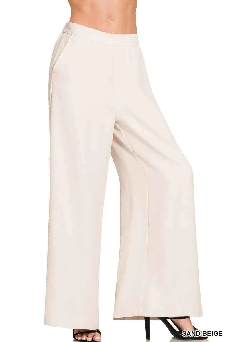 Zenana Relaxed Fit Elastic Waisted Wide Leg Pants