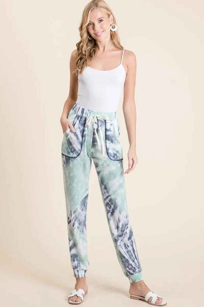 BiBi Tie Dye French Terry Casual Sweat Pants