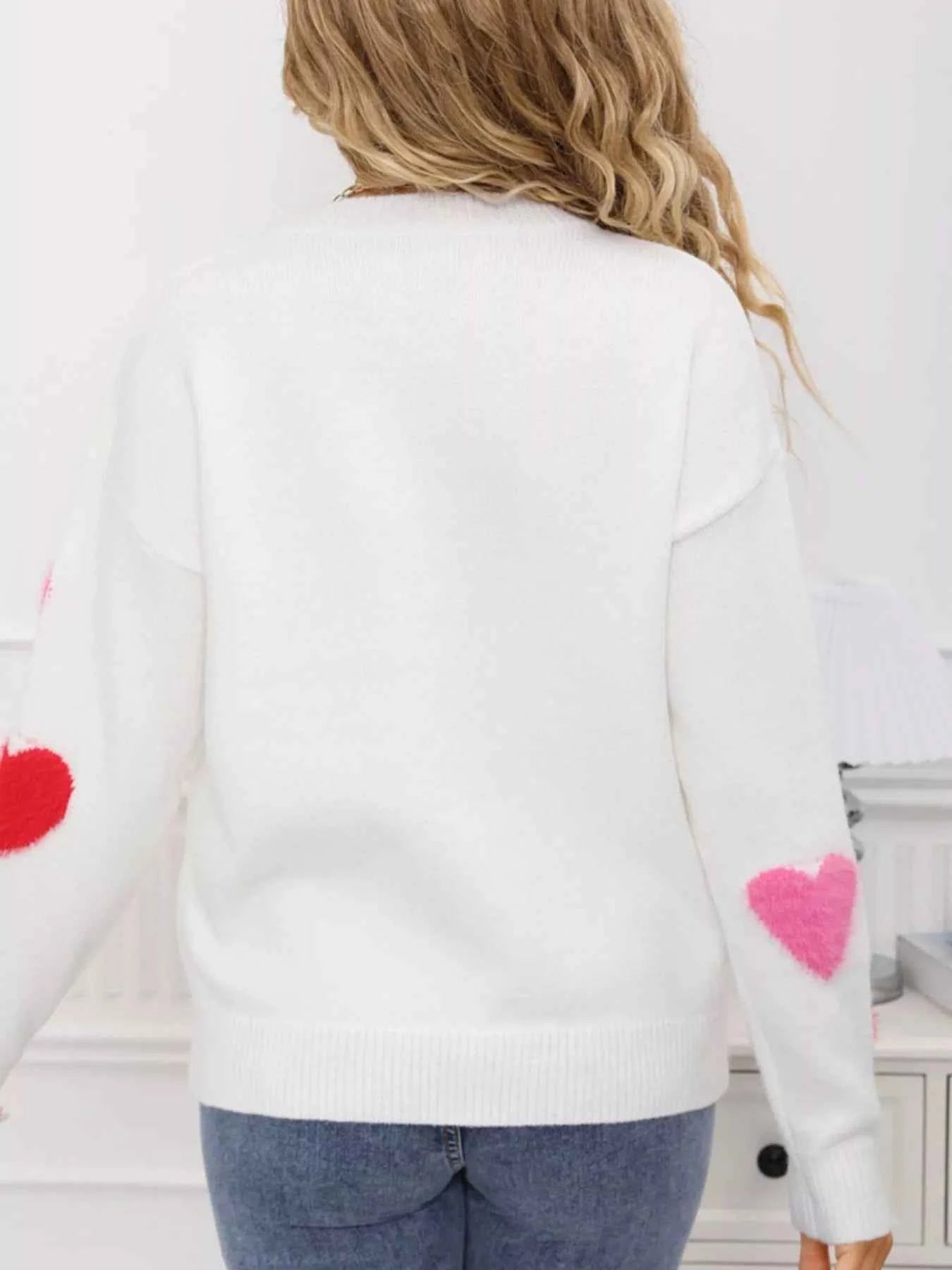 Valentine's Day Heart Pattern Knit Sweater