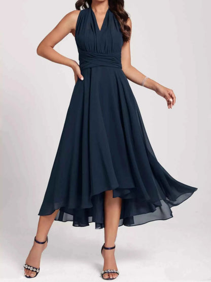 Ruched A-Line Midi Dress