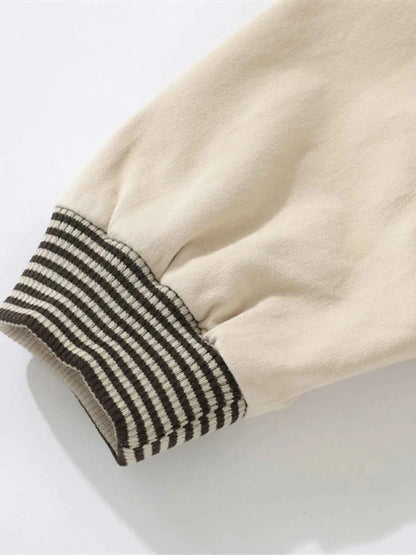 Men's Striped Hem Zip Up Jacket