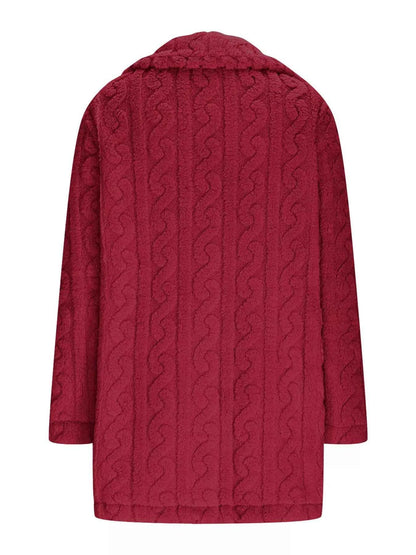 Double-Breasted Fleece Longline Coat