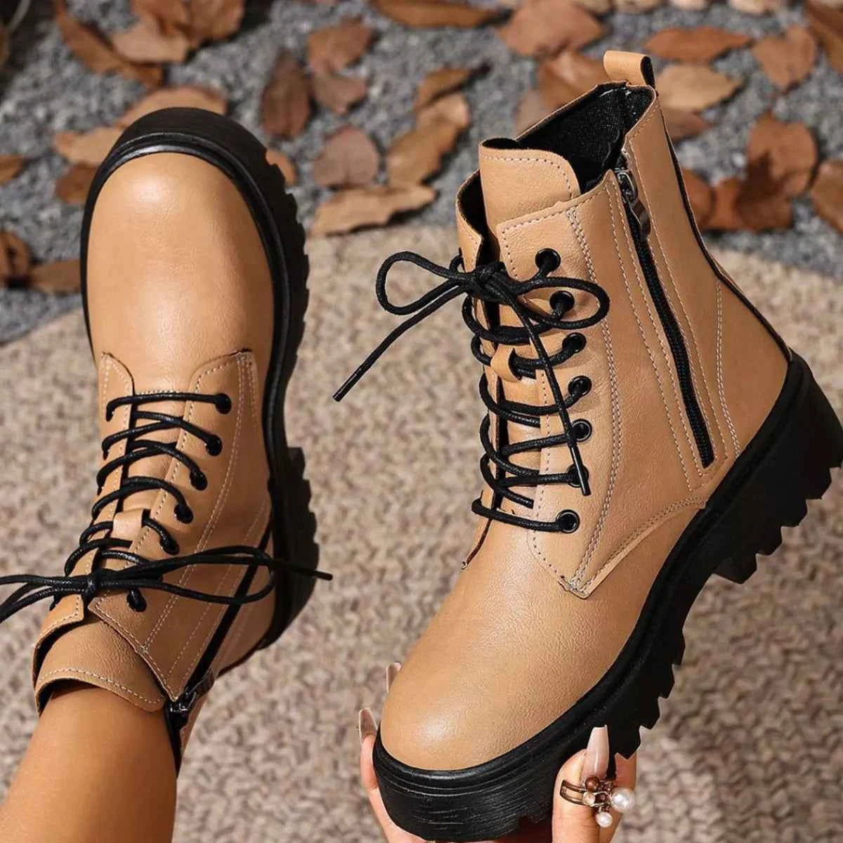 Round Toe Block Heels Boots