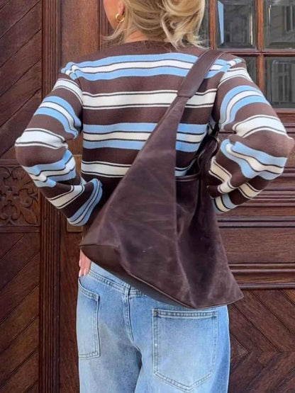 Striped Knit Cropped Cardigan