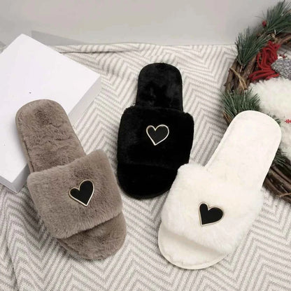 Heart Open Toe Flats Slippers