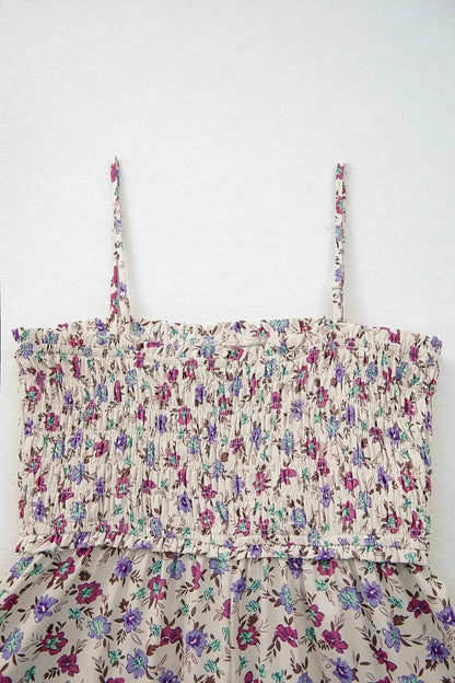Multicolour Bohemian Ditsy Floral Smocked Fit Flare Sundress