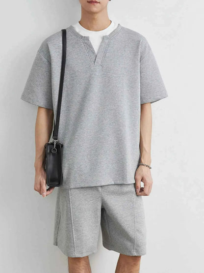 Men's Plus Size Half Sleeve Top and Shorts Set