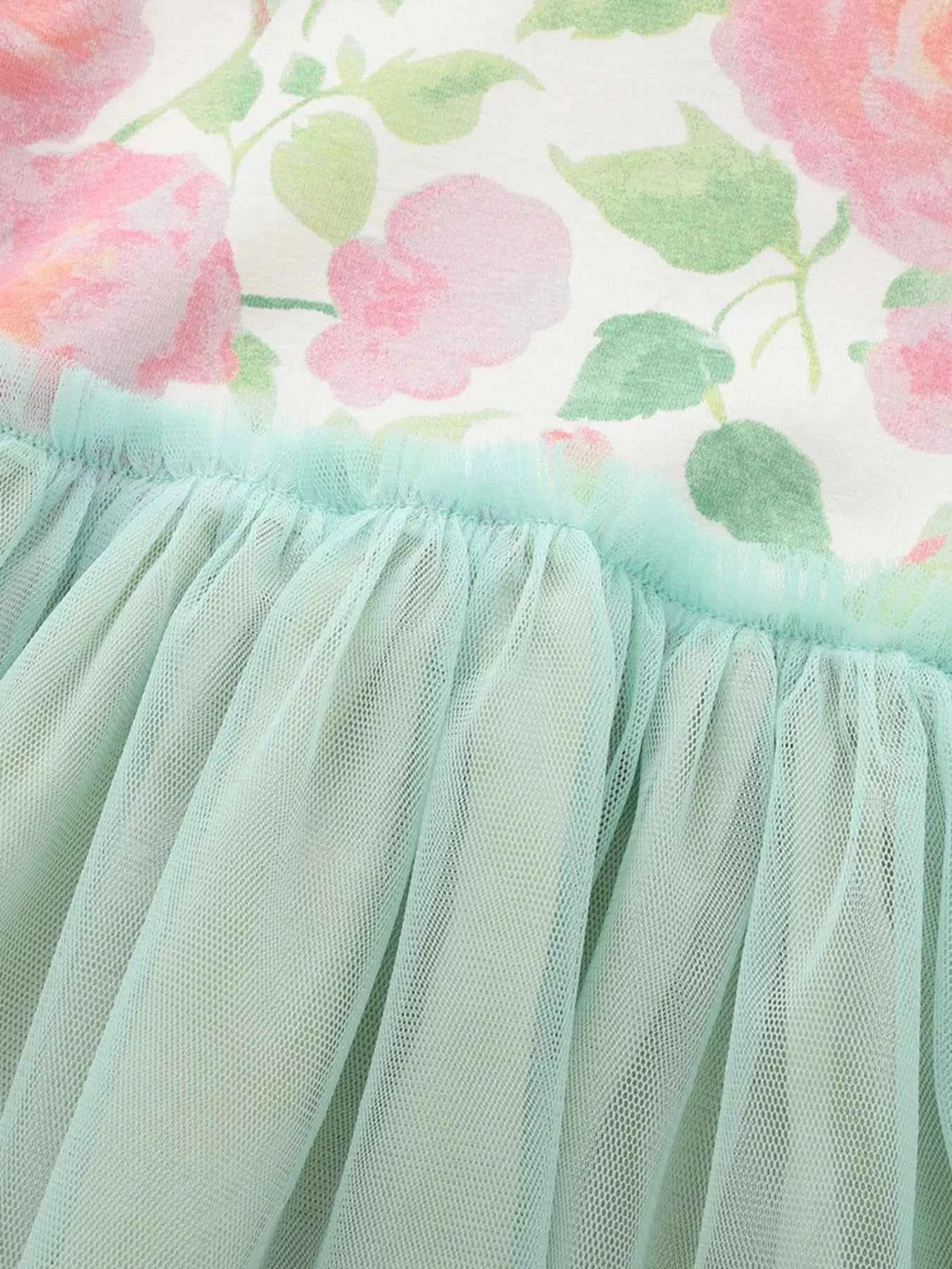 Children's Floral Print Tulle Dress