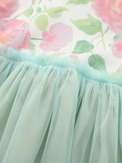 Children's Floral Print Tulle Dress
