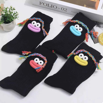Cartoon Ribbed Knit Crew Socks