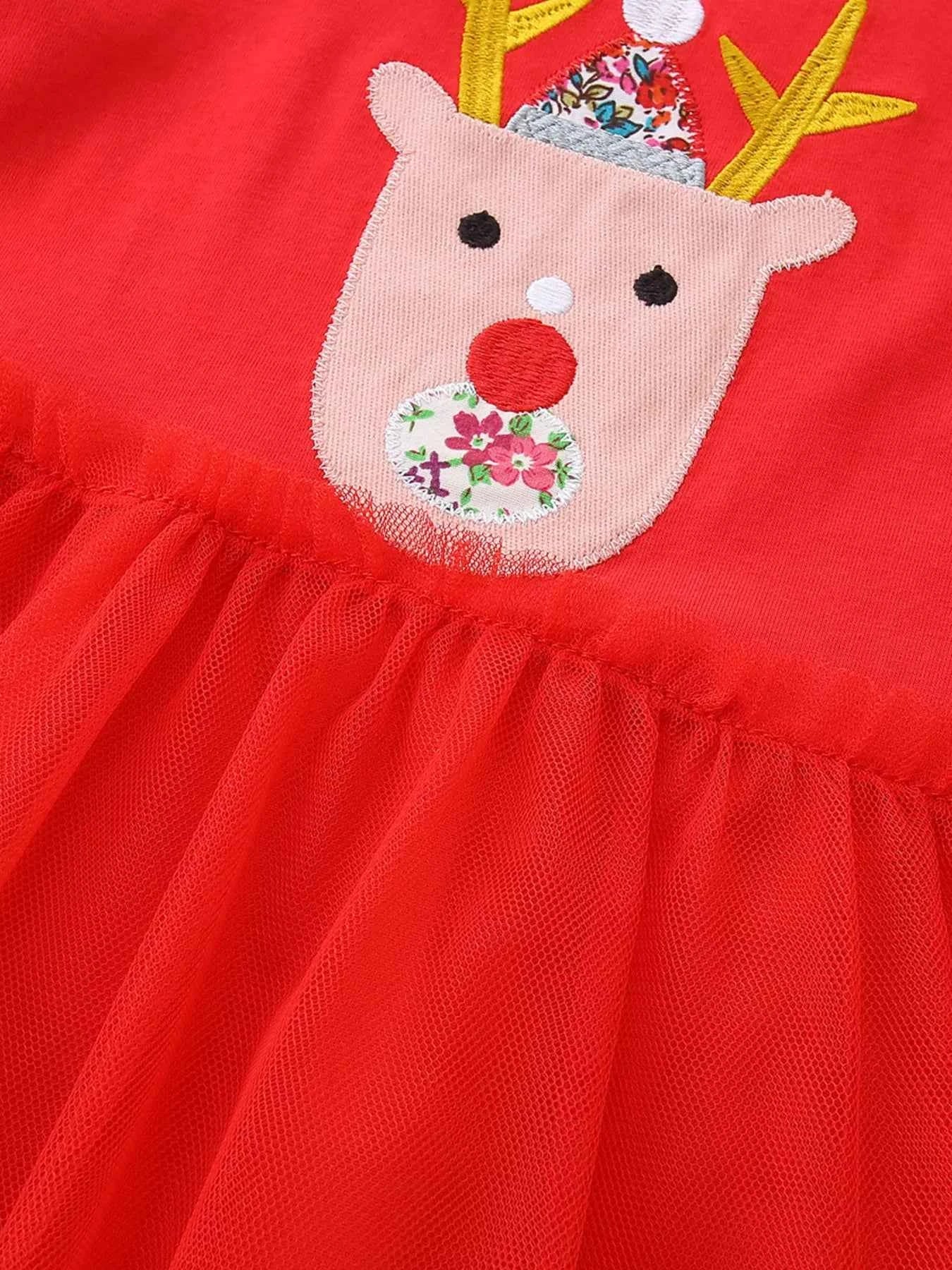 Children's Reindeer Applique Tulle Dress