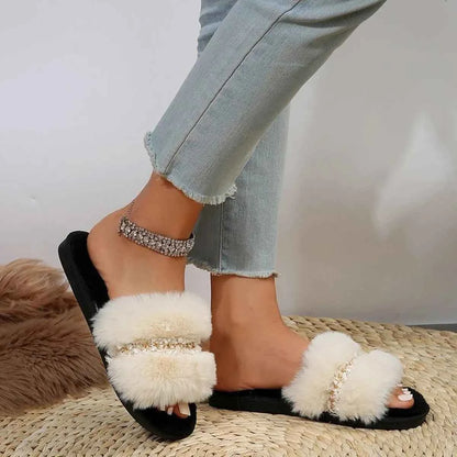 Open Toe Fuzzy Slippers