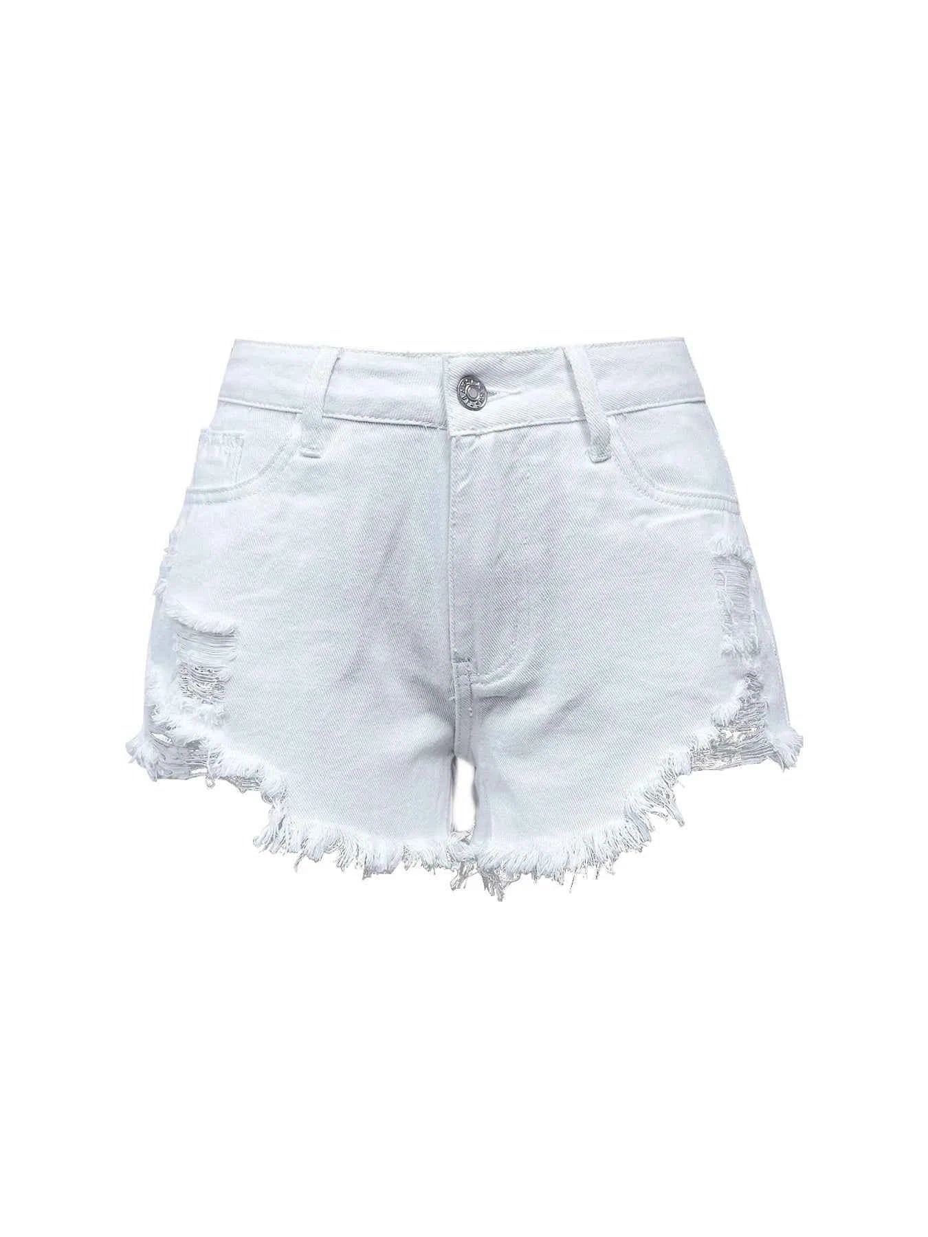 Raw Hem High Waist Denim Shorts