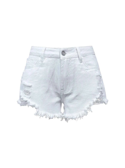 Raw Hem High Waist Denim Shorts