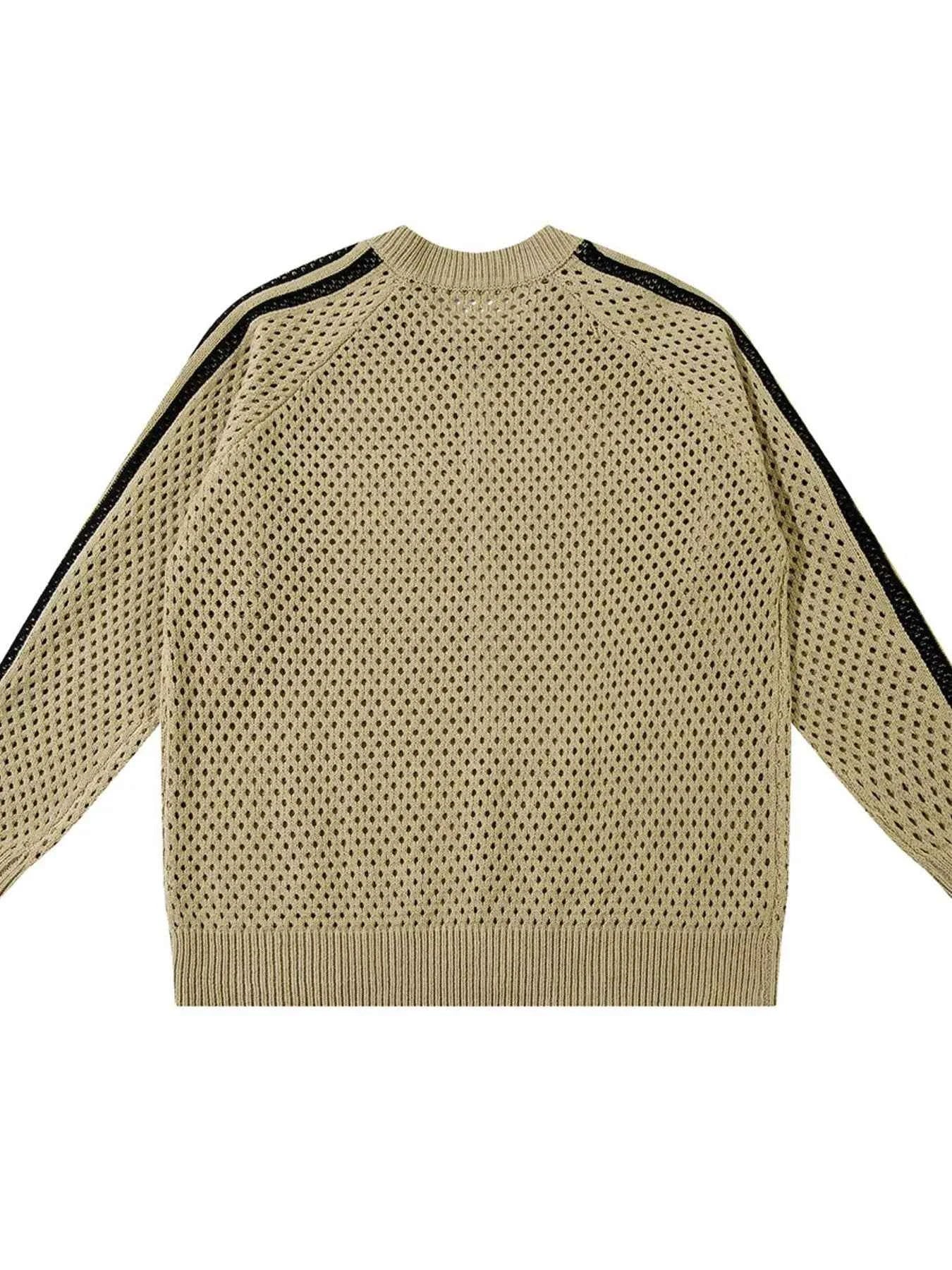 Men's Openwork Contrast Stripe Zip Up Long Sleeve Jacket