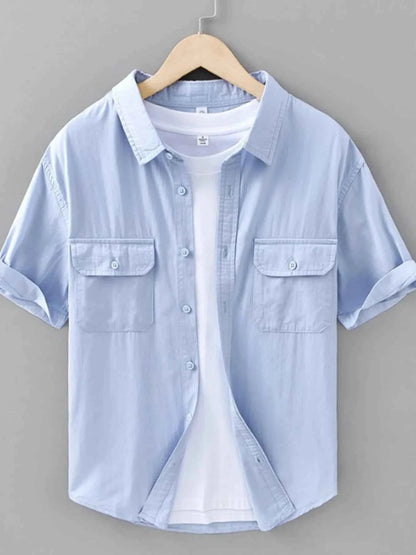 Men's Plus Size Button Up Short Sleeve Shirt