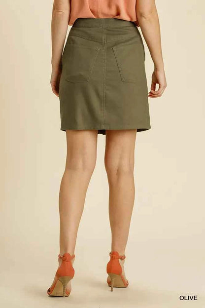 Umgee Button Down Skirt with Pockets