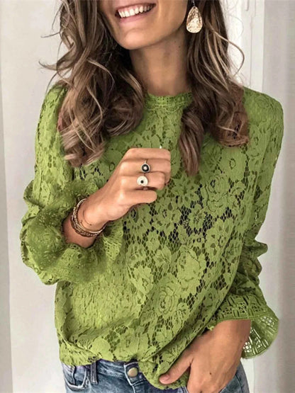 Full Size Floral Lace Flounce Sleeve Blouse Plus Size