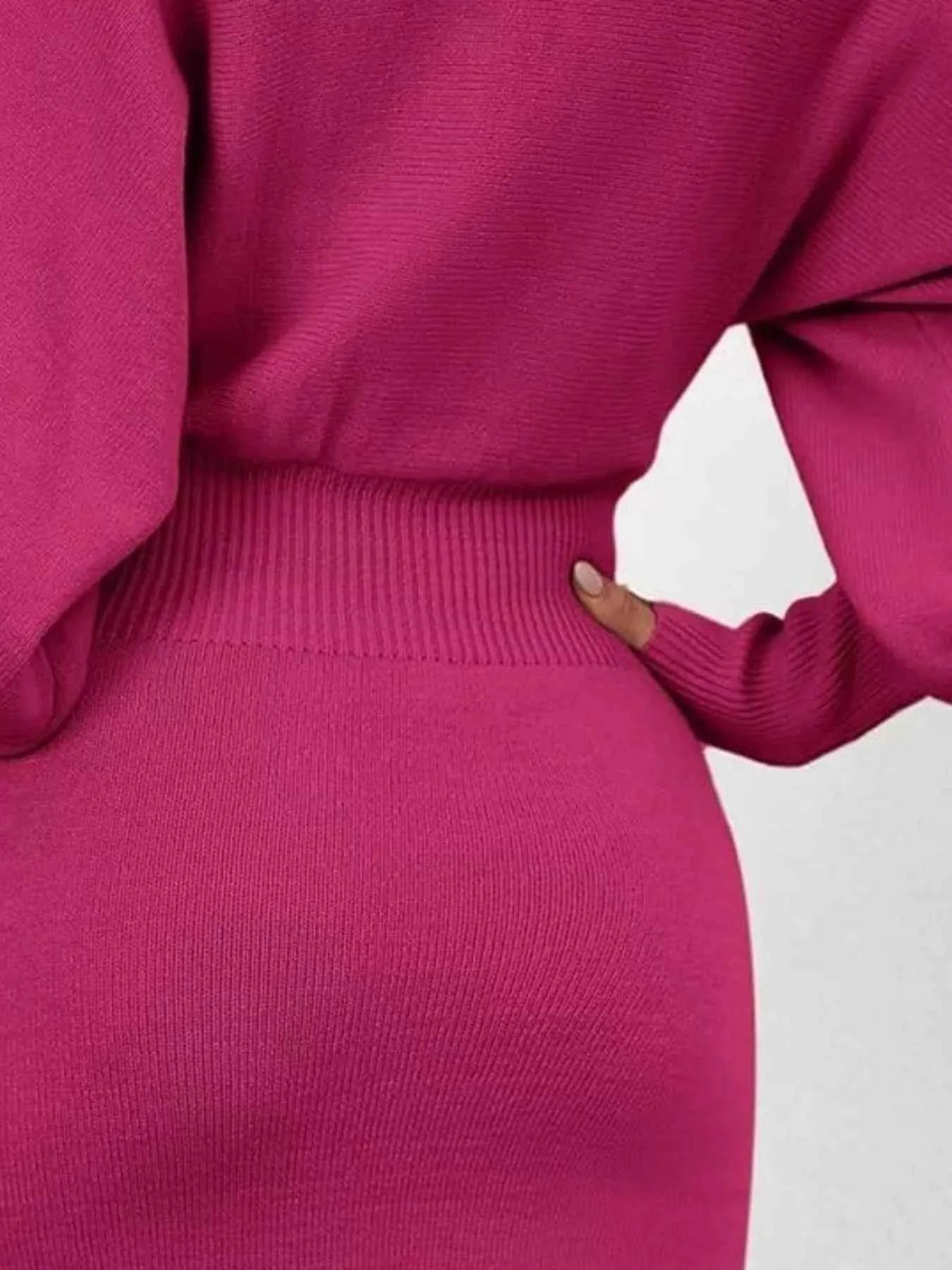 Lantern Sleeve Bodycon Sweater Dress