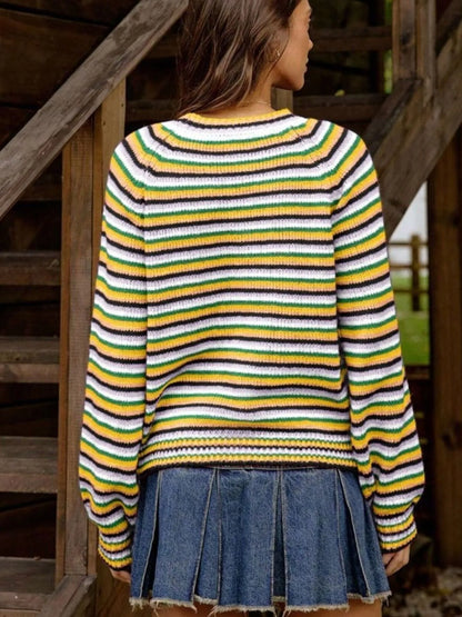 Rainbow Striped Pullover Sweater - SHOPHUES
