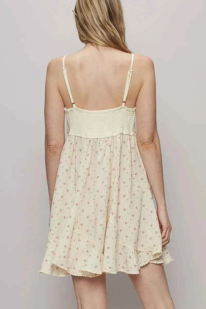 POL Ruffled Hem Floral Print Cami Mini Dress