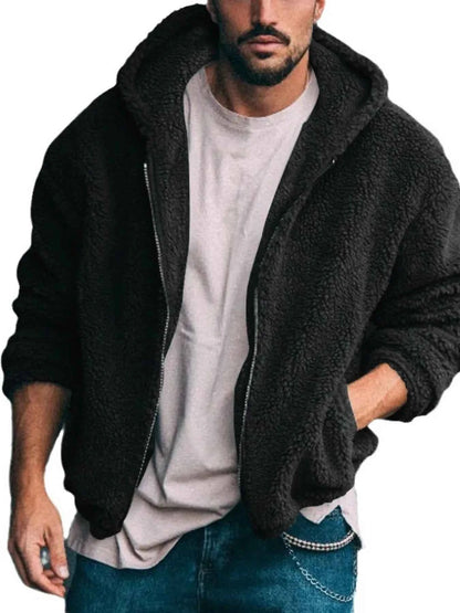 Men's Full Size Sherpa Fleece Hooded Zip-Up Jacket Plus Size
