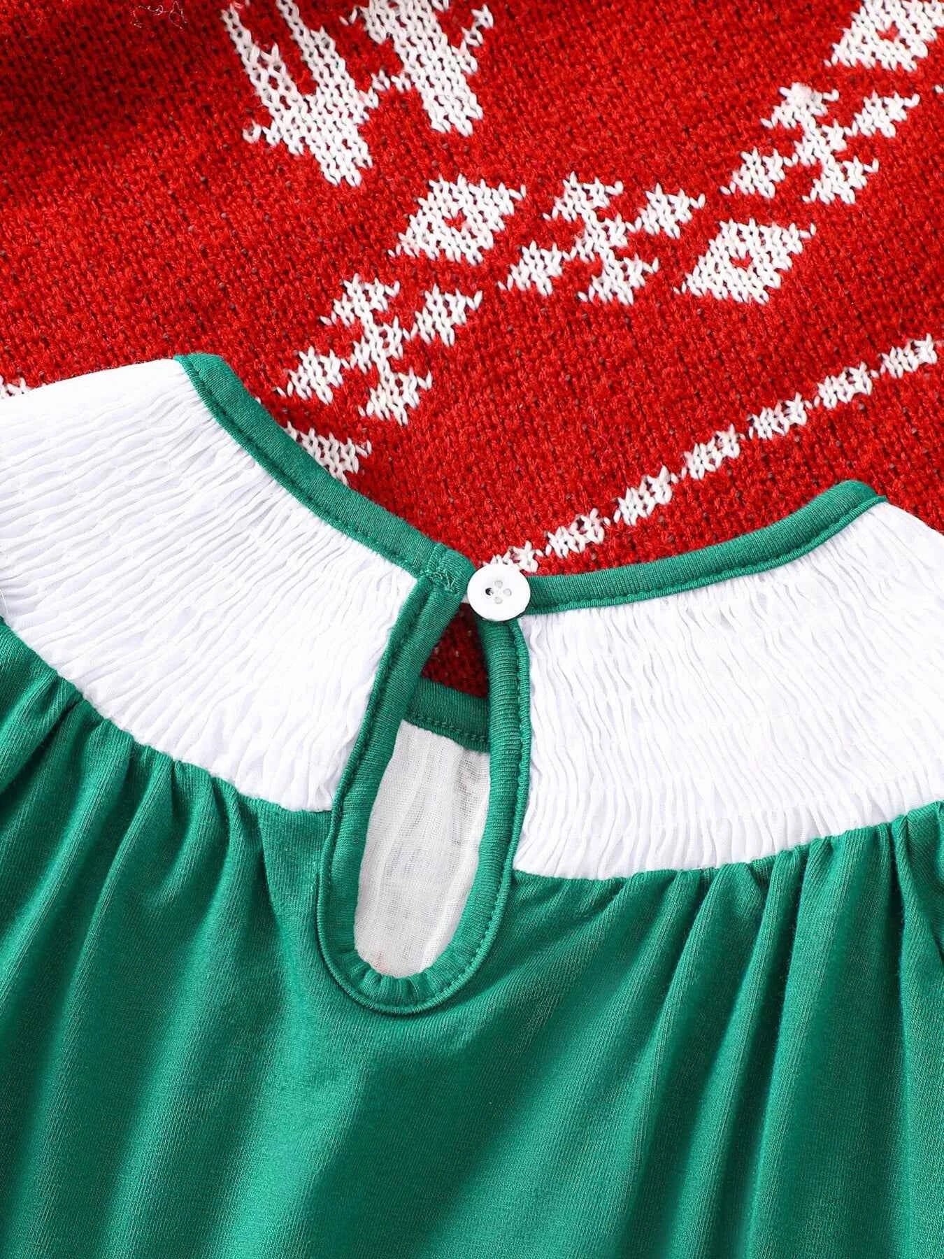 Children's Christmas Embroidered A-Line Dress